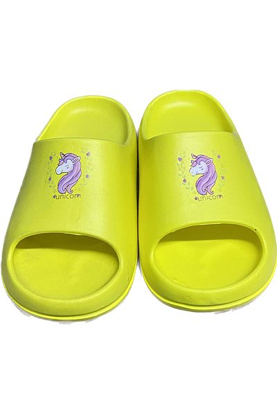 AkınalBella Papuci galbeni pentru fete cu imprimeu unicorn