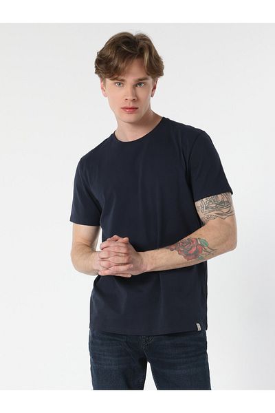 Colin's Navy Blue Regular Fit Crew Neck Men's Short Sleeve T-Shirt