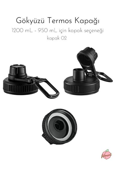 Genel Markalar Gökyüzü Termos Kapağı - 1200 Ml / 950 Ml Için Kapak Seçeneği - Model 02 Siyah 02