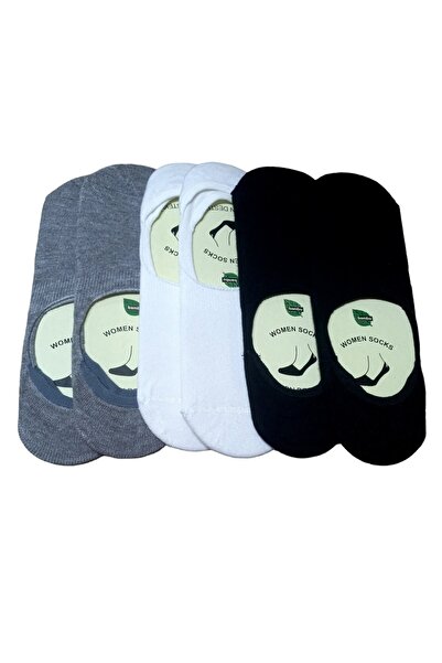 Elsisocks Bamboo Ballerina Socks 6-Piece Seamless Silicone Support Black Whit...