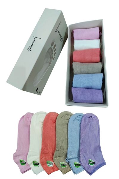 Leement socks Дамски бамбукови 6 чифта безшевни къси чорапи до глезена с пръсти