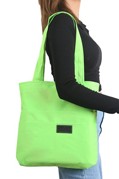 dekado Women's Light Green Bag Zippered Hand and Shoulder Bag Canvas Fabric T...