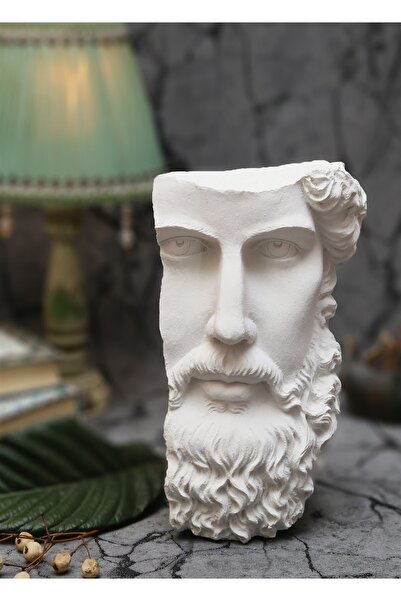 ÖMCTİCARET Poseidon Duvar Tipi Dekoratif Biblo Obje Dekor Heykel Büst