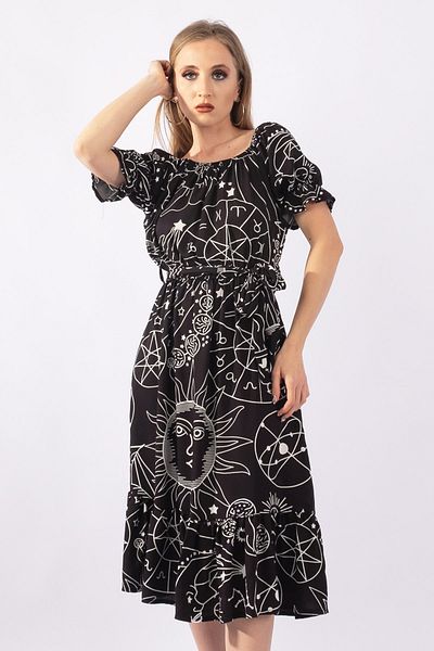 Bold & Young Rochie de buzunar din viscoză, cu mâneci elastice, cu imprimeu digital, pentru femei