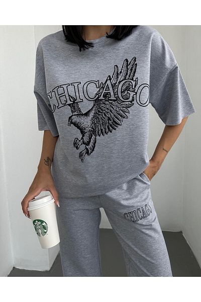 Keywest Καλοκαιρινό κοστούμι μεγάλου μεγέθους Eagle printed γράμματα τσέπης Oversize στο κάτω μέρος