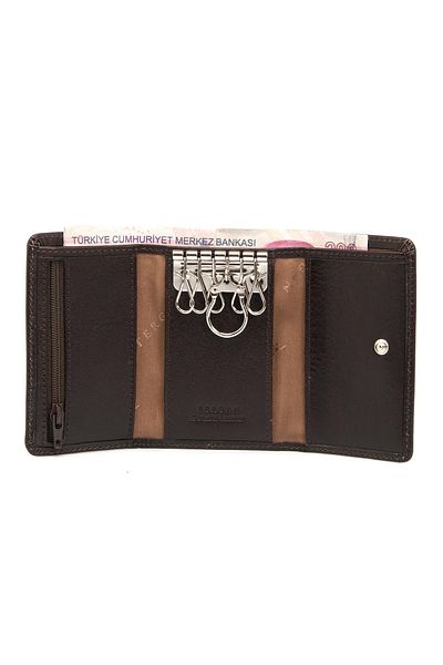 Tergan Brown Leather Unisex Keychain 00066a98