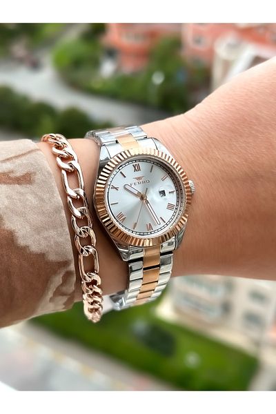 FERRO Golden Yellow Color, Steel Strap, Water Resistant, Guaranteed, Women's Wristwatch+bracelet