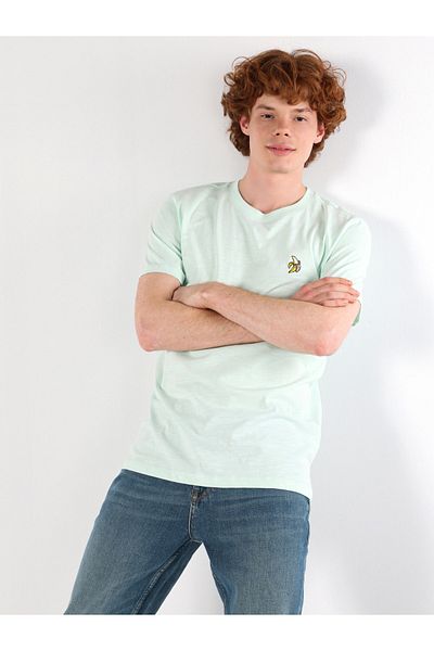 Colin's Green Regular Fit Men's Short Sleeve Printed T-Shirt