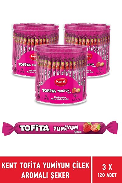 KENT توفيتا يومي برطمان حلوى بنكهة الفراولة 120 قطعة - 3 قطع