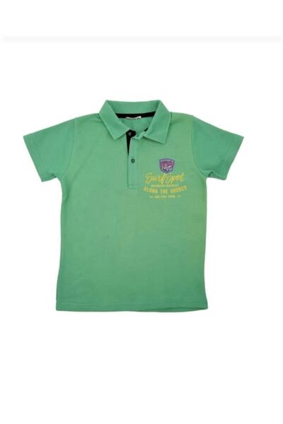 Zeyland Boy's Green Color Polo Collar 100% Cotton Cotton T-shirt