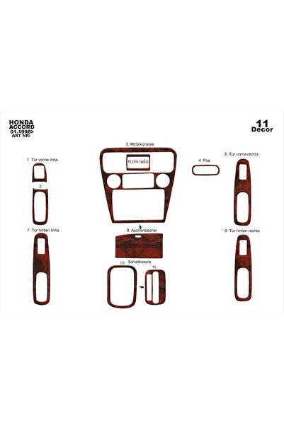 meriç cockpit design Meriç® Honda Accord Euro Ön Torpido Kaplama Maun 11 Parç...
