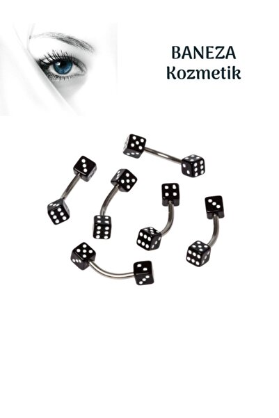 BANEZA Cerrahi Çelik Siyah Renkli Kare Zar Toplu Piercing Kulak Tragus Helix