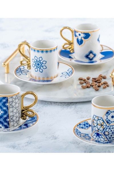 ACAR Blue Sky Porcelain Set of 6 Coffee Cups - 22-0137