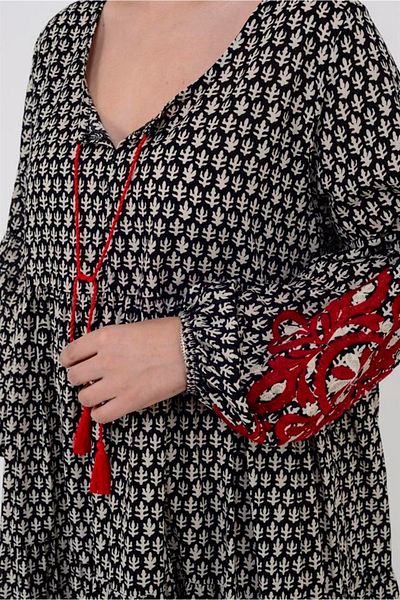 ZTO Women's Embroidery Embroidery Detail Dress