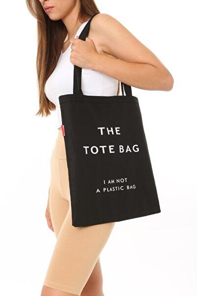 Serkan Çanta Bez Çanta Atölyesi Siyah Bez Çanta The Tote Bag Baskılı