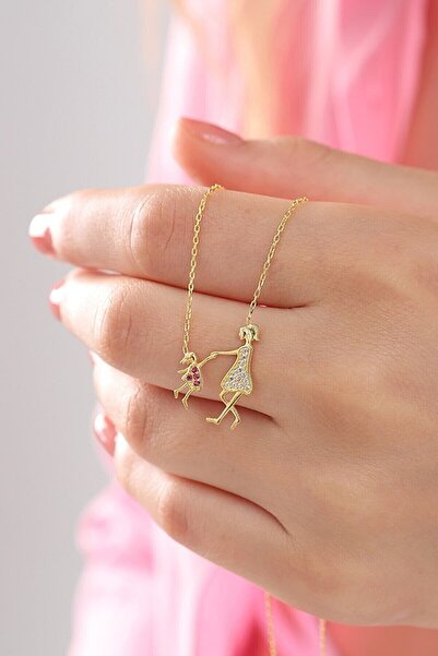 Sahira Jewelry Anne Ve Çocuk Model 14 K Altın Kaplama Kadın Kolye