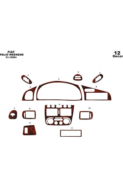 meriç cockpit design ميريتش ®   فيات باليو ويك إند أمامي تورسيدو مطلي بالماهوجني 12 قطعة 1998-2002