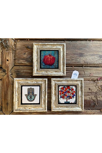 Oscar Stone Decor Çerçeveli Taş Duvar Dekoru 20 X 20 Cm 3 Lü Set Nar Ağacı Fa...