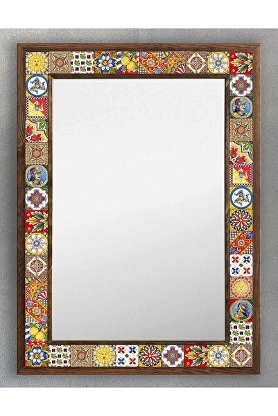 Oscar Stone Decor Masif Çerçeveli Mozaik Taş (mermer) Ayna 53x73 Cm (morocco-...