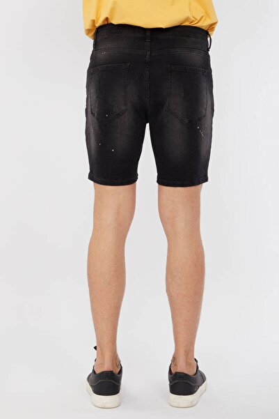 Bluewhite Men's Patch Detailed Jean Shorts Anthracite