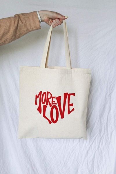 Serkan Çanta Bez Çanta Atölyesi More Love Printed Cloth Bag Tote Bag