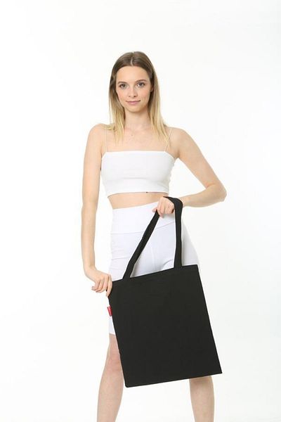 Serkan Çanta Bez Çanta Atölyesi Black Cloth Bag 38*42 With Shoulder Strap