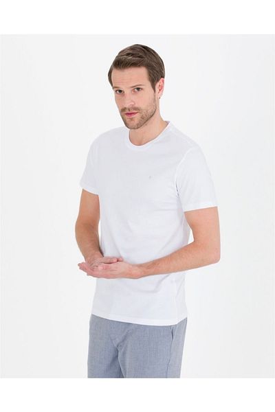 Pierre Cardin Λευκό μπλουζάκι με λεπτή εφαρμογή Crew Neck Basic