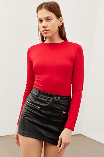 Bipantolon Body roșu cu gât roșu pentru femei