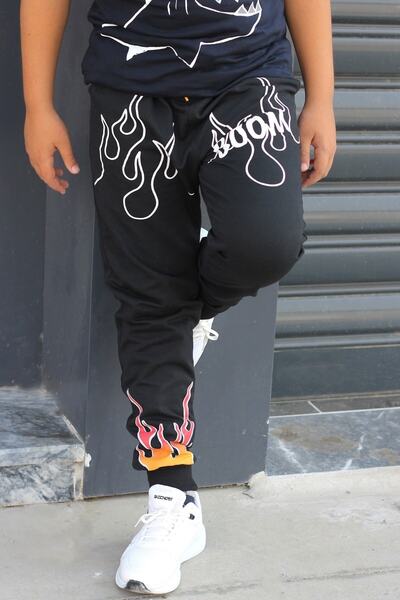 Çiggo Kids Απλό βασικό βαμβακερό μπλουζάκι και 2 μπουμ εμπριμέ κάτω 3 τεμαχίων