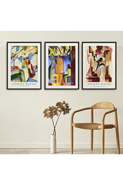 HOMEPACK 3 Piece Framed Painting August Macke Classic Works Hpn151