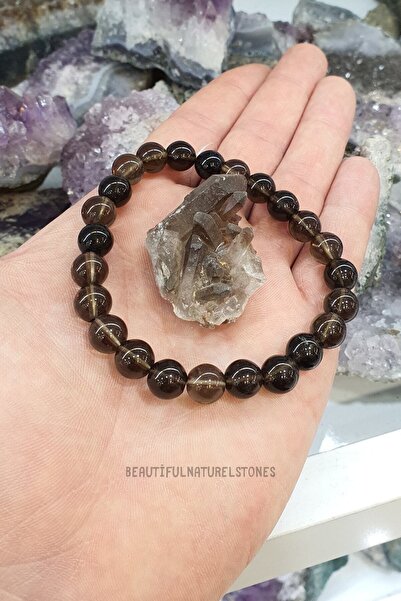 NehirTaş حجر كوارتز سموكي مقاس 8 مم - سوار معتمد ومزود بجودة Aa