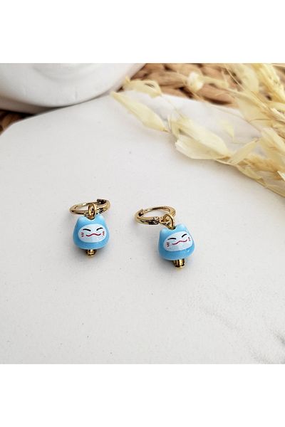 HALHALMILL Lucky Cat Dangle Earrings