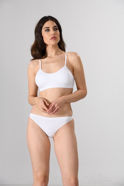 Miss Fit Women's White Seamless Thin Strapless Padded Gather Detail Bustier Seamless Knitted