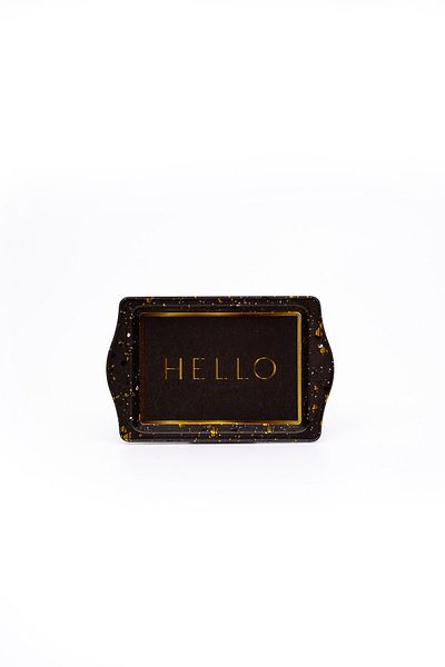 EVLE Ee170-8g Terrazzo Brown Patterned Rectangular Tray 16x25 Cm