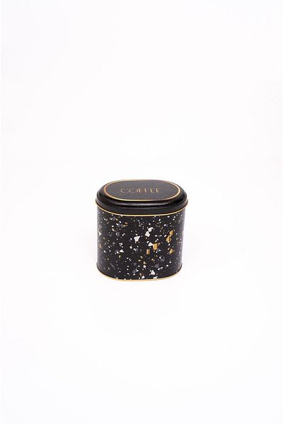 EVLE Er004-1h Terrazzo Black Patterned Oval Metal Storage Container 11x15 Cm
