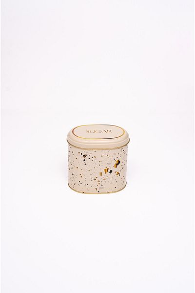 EVLE Er004-9g Terrazzo Cream Patterned Oval Metal Storage Container 11x15 Cm