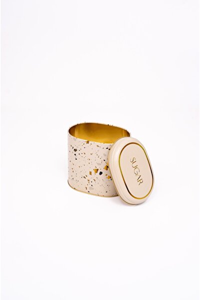 EVLE Er004-9g Terrazzo Cream Patterned Oval Metal Storage Container 11x15 Cm