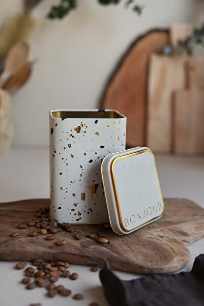 EVLE Er018-9g حاوية تخزين معدنية مربعة الشكل من Terrazo مقاس 9x9 سم