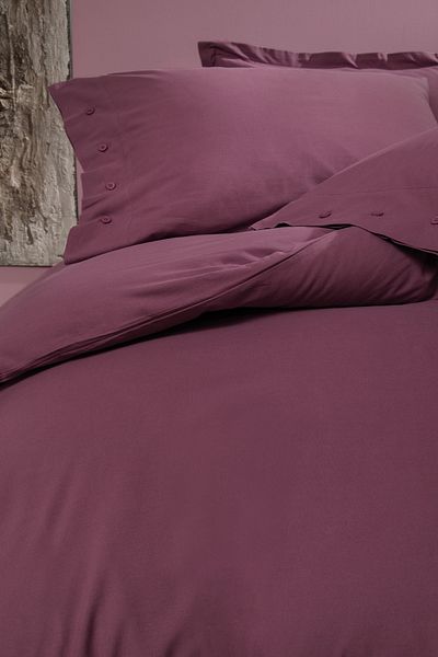 Yataş Plain Single Ranforce Washable Duvet Cover Set - Plum