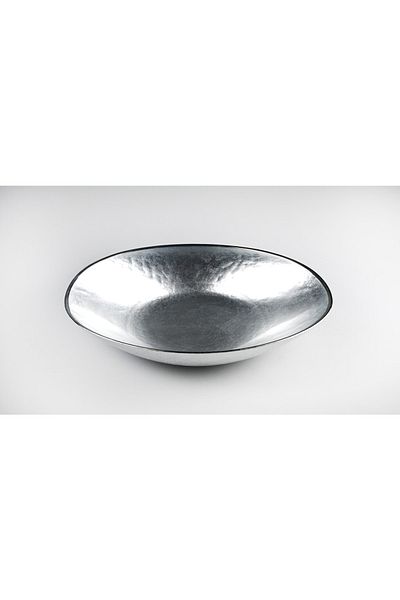 HERITAGE Glass Serving Bowl Boat Serving Plate Silver Gilded Silver Leafed 30 Cm
