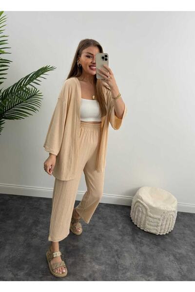 ELBİSHE Women's Kimono Seersucker Set