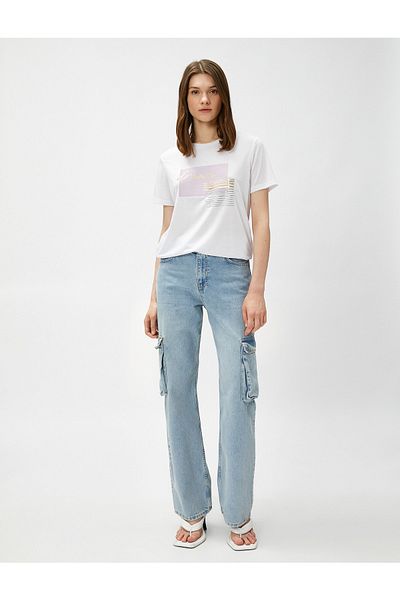Koton Tricou imprimat cu paiete și mânecă raglan