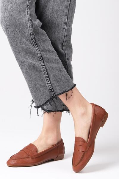 Mio Gusto Freya 100% Genuine Leather Tan Color Ultra Flexible Sole Women's Loafer Shoes