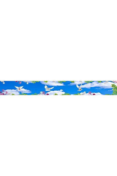 StickerArt Mutfak Tezgah Arası Folyo Fayans Kaplama Folyosu Gökyüzü Çiçekler 60x300 cm