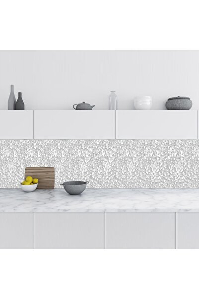 StickerArt Mutfak Tezgah Arası Folyo Fayans Kaplama Folyosu 3d Gri Çiçek 60x400 Cm
