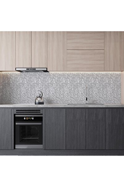 StickerArt Mutfak Tezgah Arası Folyo Fayans Kaplama Folyosu 3d Gri Çiçek 60x400 Cm