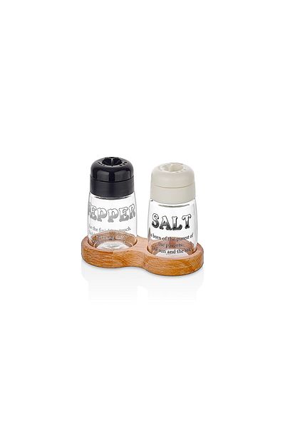 Qlüx Exclusive Salt and Pepper Shakers Set X2 Pieces 100cc Spice Rack Set with Wooden Stand