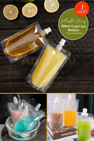 Anadolu Saray Çarşısı Capri Sun 300ml Flask Set - Reusable, Bpa Free, Coffee Milk Water Bag Flask