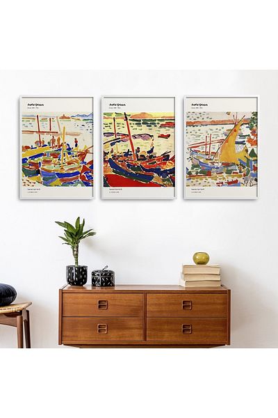 HOMEPACK Σετ ζωγραφικής με κορνίζα 3 τεμαχίων Andre Derain Classic Works Hpn143