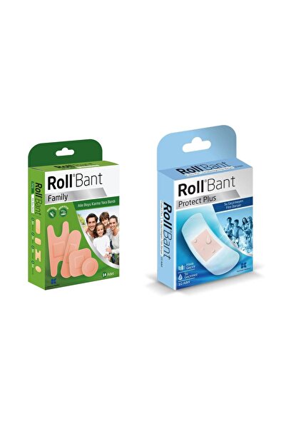 Roll Bant Family Aile Boyu Yara Bandı 14'lü + Protect Plus Su Geçirmez Yara Bandı 10lu
